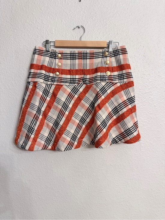 Anthropologie Dresses & Skirts - Anthropologie Plaid Mini Skirt NWT Gold Button A-Line Size M